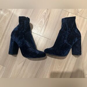 Blue suede booties